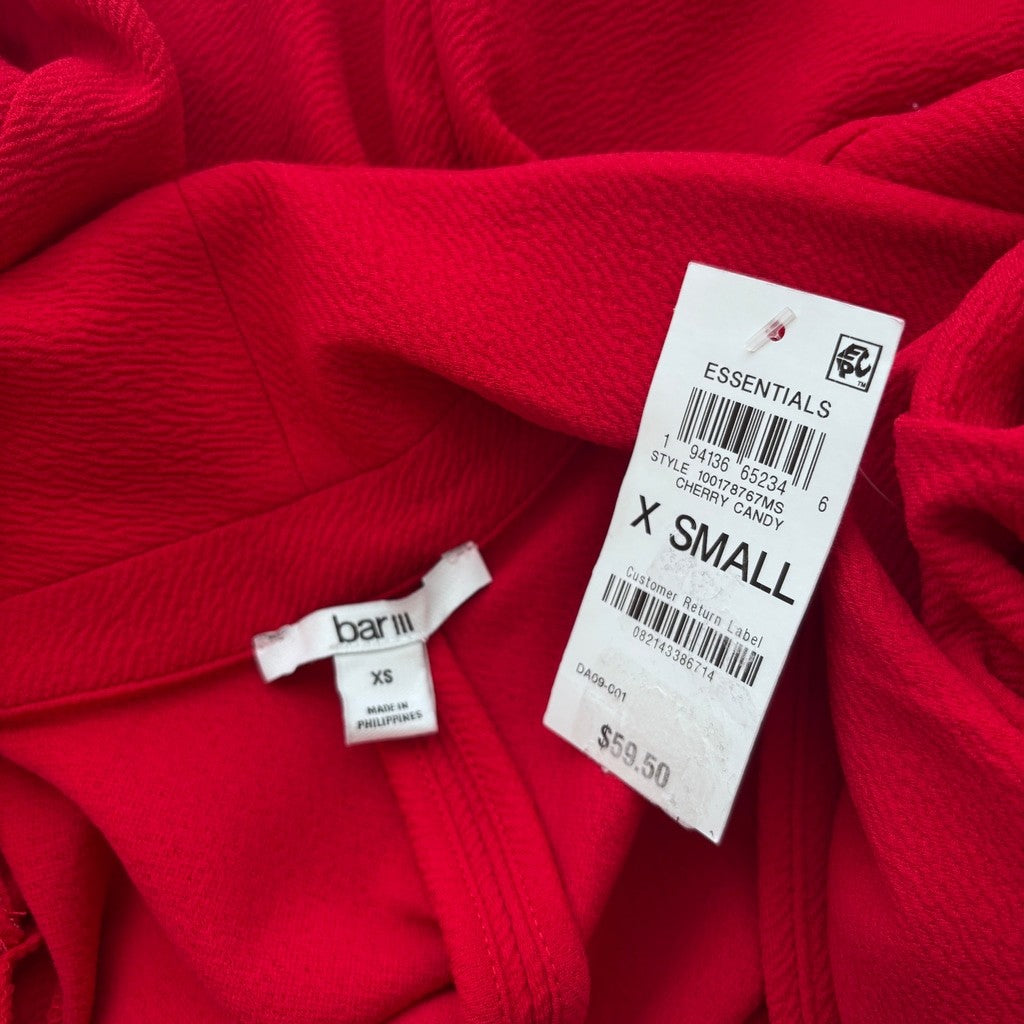 Bar III Women's Red Collarless Open Front 3/4-Sleeve Boyfriend Blazer NWT