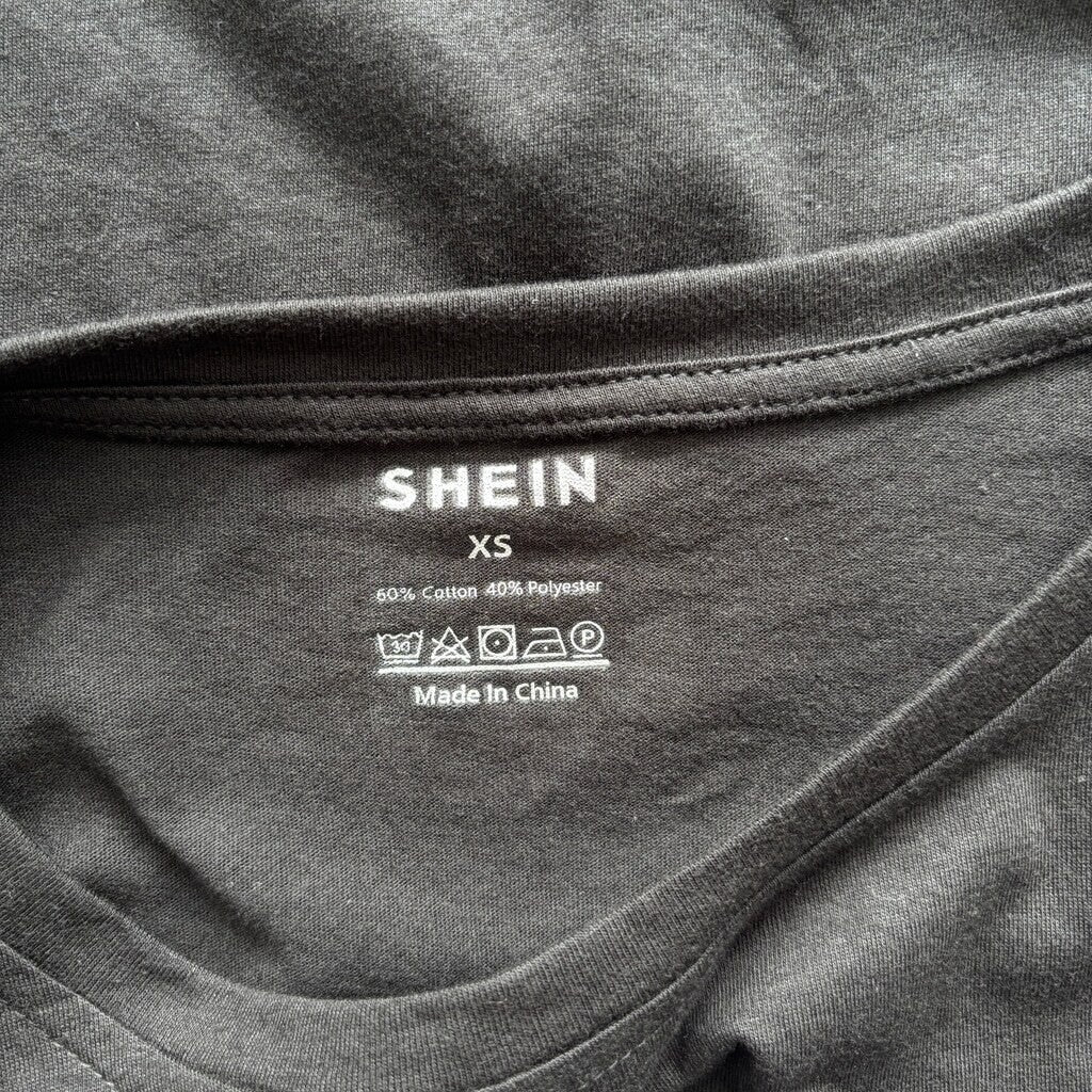 SHEIN Women's Boxy Oversized Black Graphic Tee - Fearless, Loved, Strong NIB