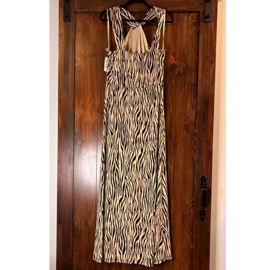I.N.C. International Concepts Petite Zebra Printed Halter Maxi Dress NWT