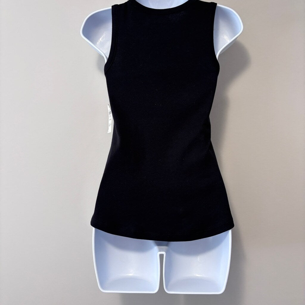 Charter Club Women's Extra Small Black 100% Cotton Scoop Neck Tank Top NWT