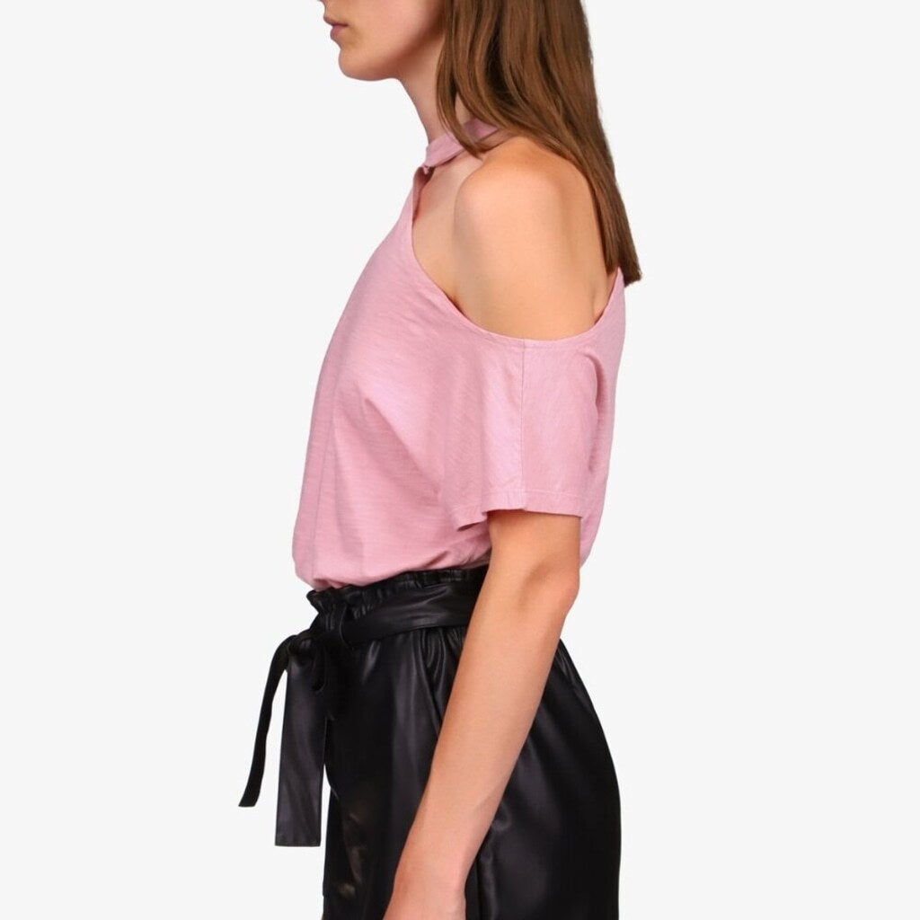 Sanctuary Size XS Light Pink Part-Time Lover Trendy Cut-Out T-Shirt NWT