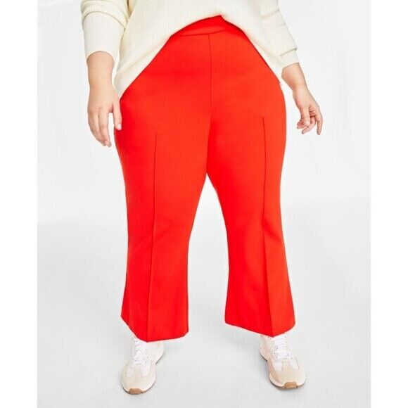On 34th Women's Bright Orange Ponte Kick-Flare Ankle Dress Pants NWT