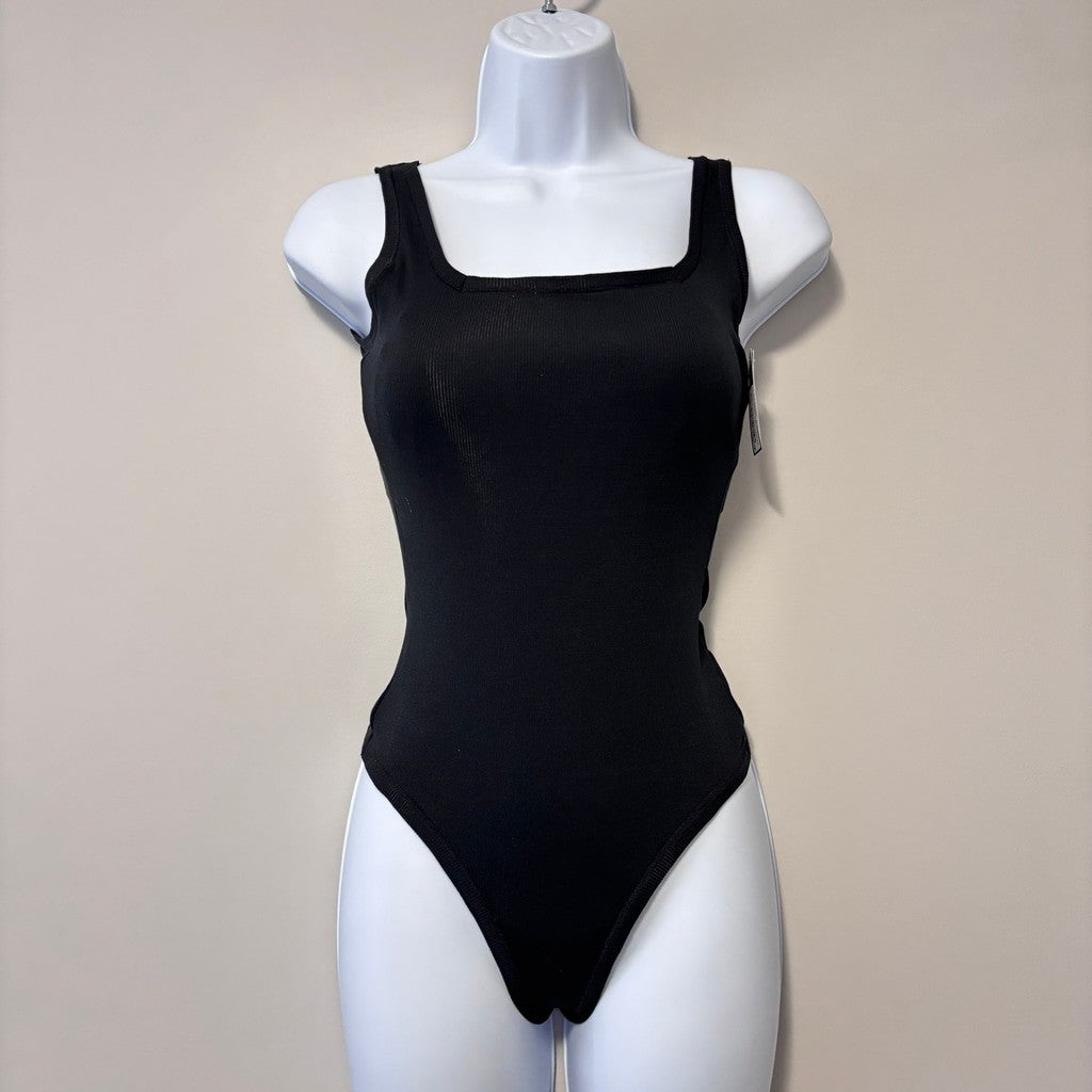 GAP GapBody Women's Size Small Black Logo Comfort Thong Bodysuit NWT