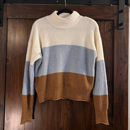 Pink Rose Juniors' Medium Soft Color-blocked Mock-Neck Sweater NWT