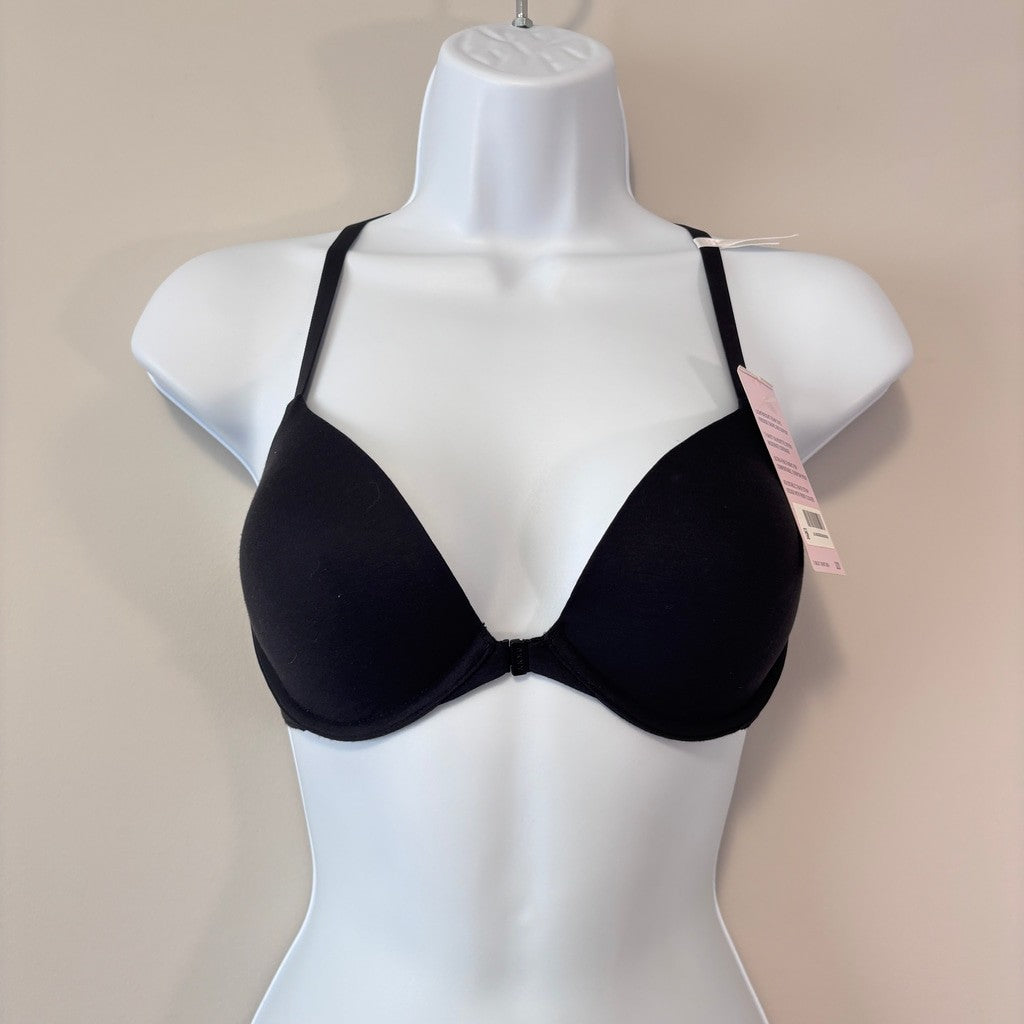 DKNY Women's Size 32D Black Classic Cotton T-Back Lace Bra NWT