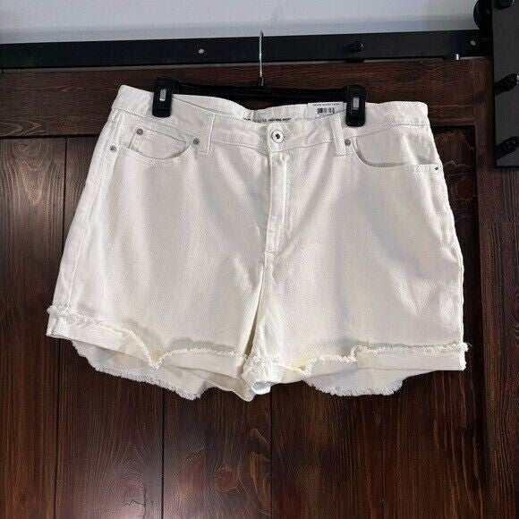 INC International Concepts Women's White High-Rise Cuffed Denim Shorts NWT