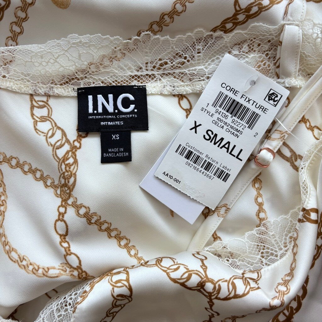 INC International Concepts Women's Size XS White Stretch Satin Chemise NWT