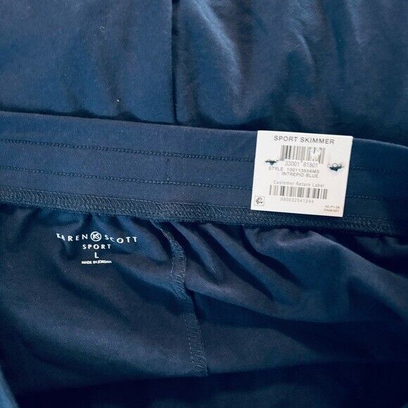 Karen Scott Navy Blue Skimmer Drawstring Knit Stretchy Knee-Length Shorts NWT