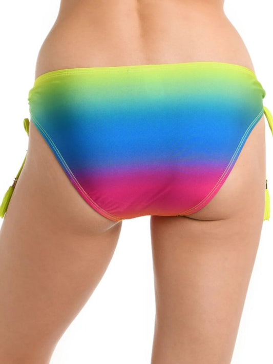 La Blanca Women's 10 Ombre Multicolor Setting Sun Tassel-Tie Hipster Bottoms NWT