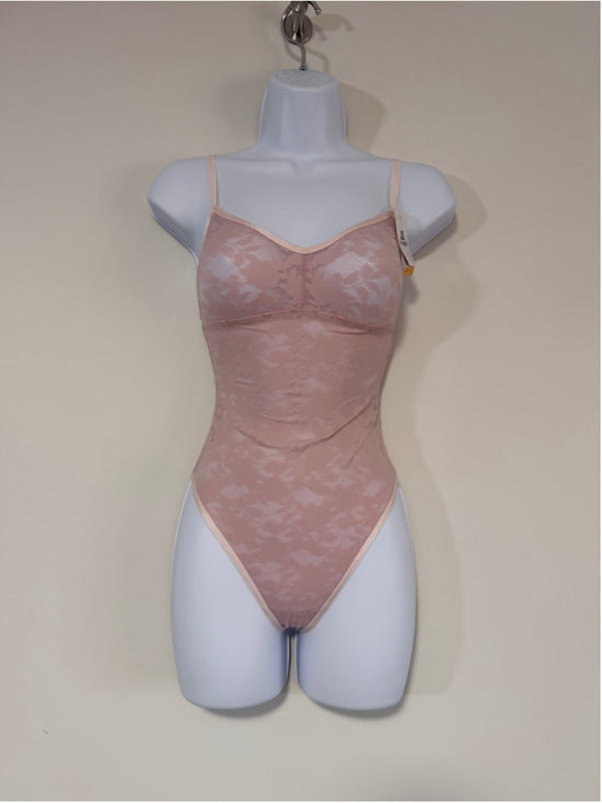 B.tempt'd Size Small Pink Floral Lace Mesh Teddy Shadow Scene Bodysuit NWT