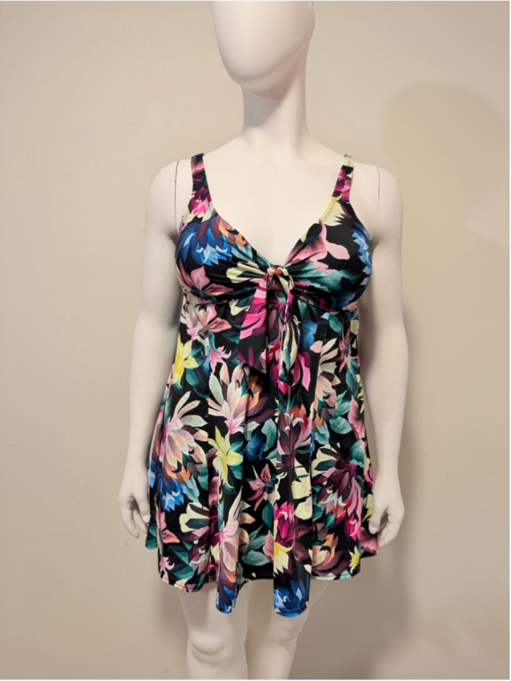 Swim Solutions Plus Size 18W Floral Swimdress One Piece Swimsuit NWT