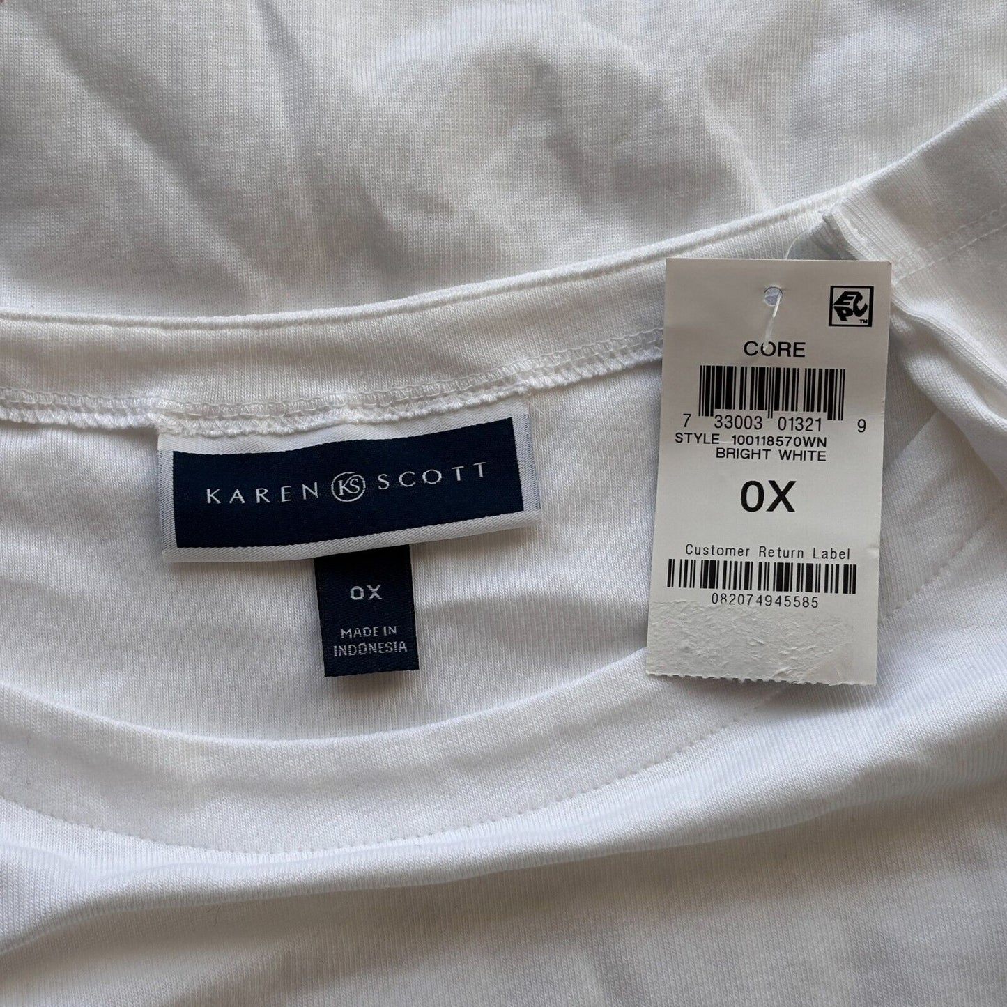 Karen Scott  Plus Size 100% Cotton White Cutout-Sleeve Top NWT.