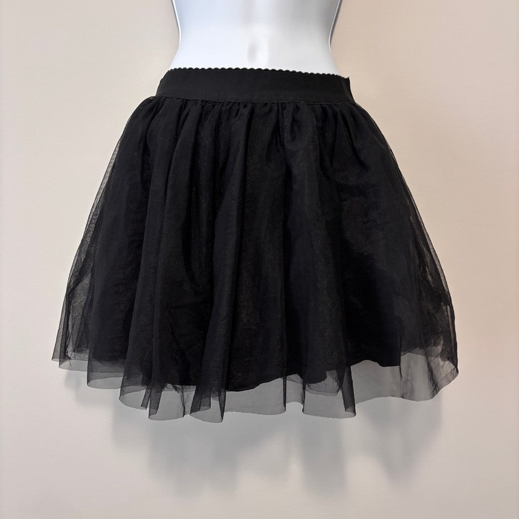 Shein Women's Medium Black Fluffy Tulle Tutu Skirt w/ Elastic Band Waist NIB