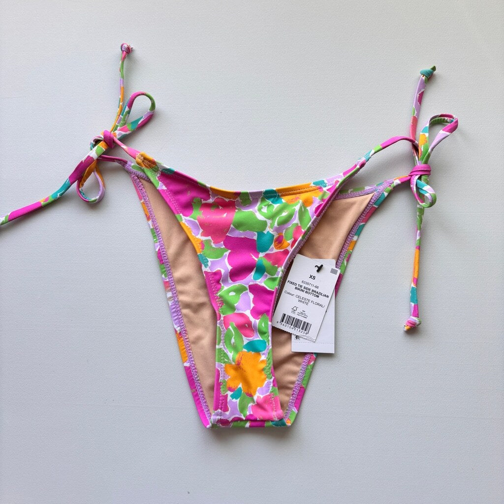 Cotton On Women's Size XS Multicolor Tie Side Brazilian Style Bikini Bottoms NWT