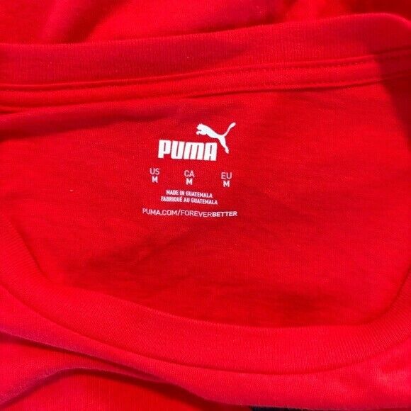 Puma Men's Size Medium Red Essential Black Logo T-Shirt NWOT