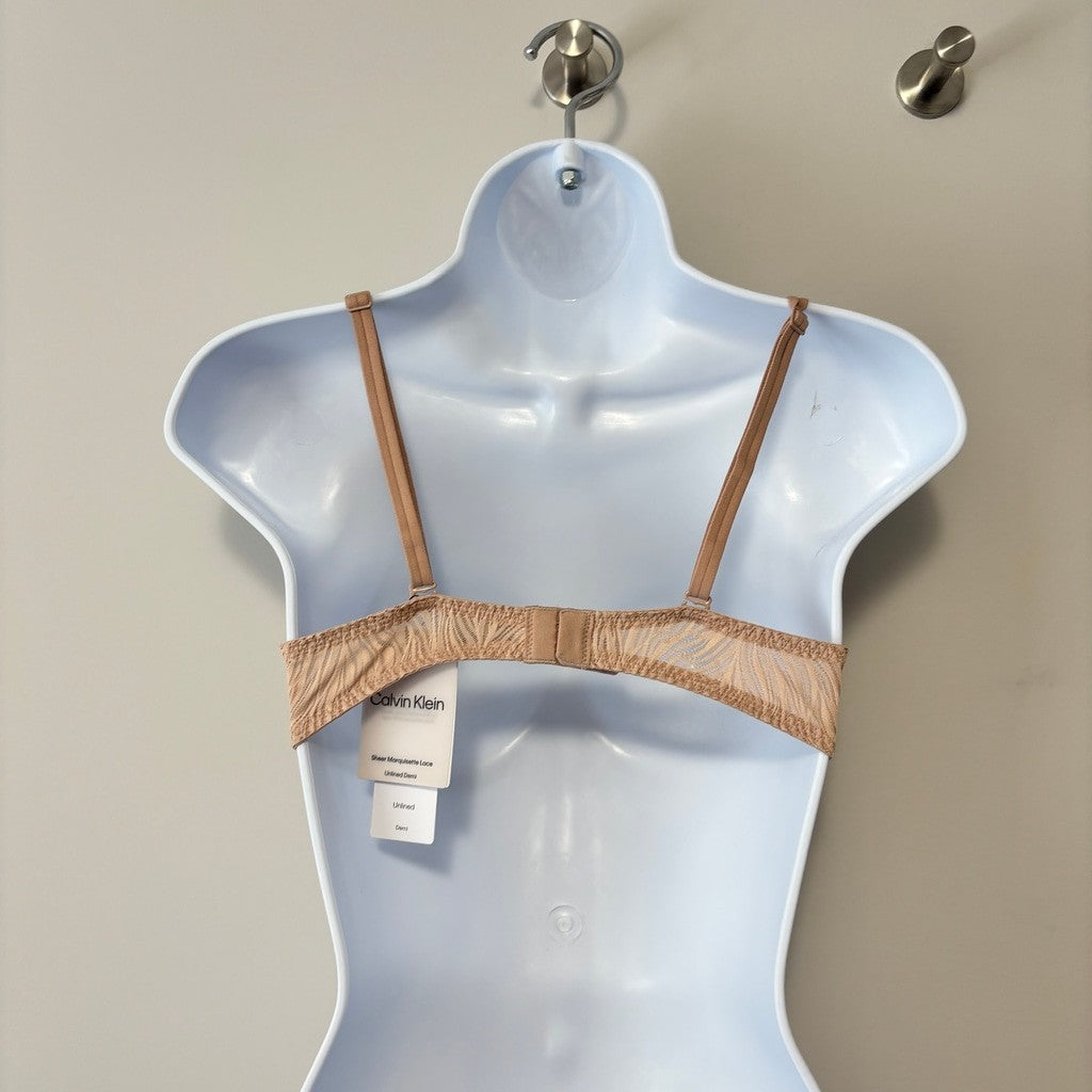 Calvin Klein Women's 36A Nude Sheer Marquisette Lace Unlined Demi Bra NWT