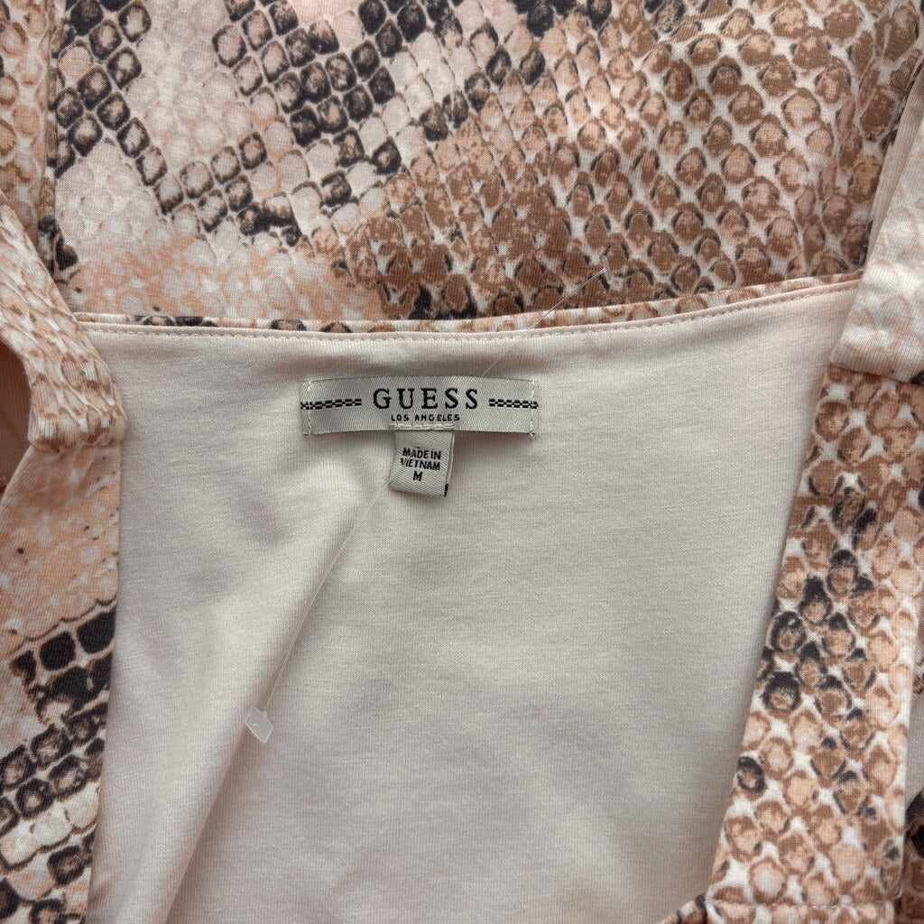 Guess Women's Medium Tan Snakeskin-Print Fitted Bodycon Dress NWOT