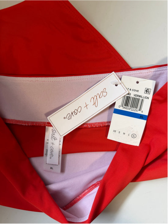 Salt + Cove Size Extra Large Red/Orange Red High-Waist Swim Bottoms NWT
