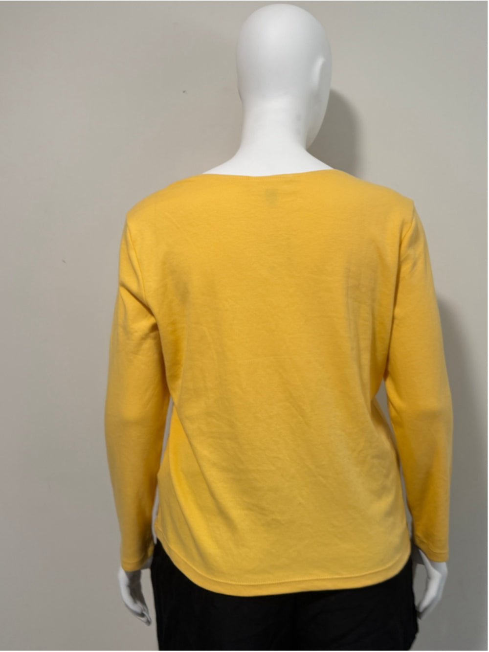 Karen Scott XXL Petite 100% Cotton Yellow Long Sleeve Scoop-Neckline Top NWT