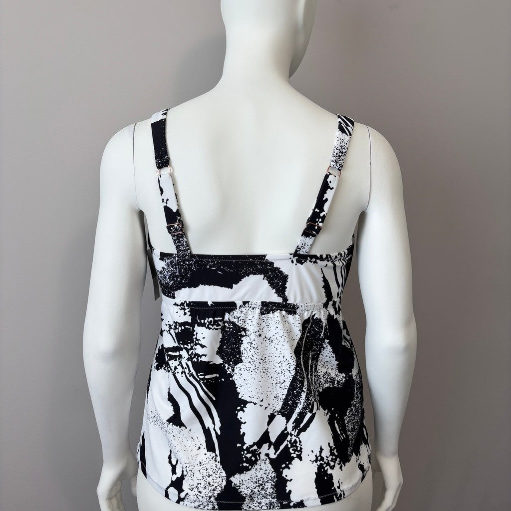 Raisins Curve Women's 18W Plus Size Black & White Tankini Top w/ Support NWT