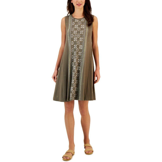 Style & Co. Women's Small Petite Brown Printed Sleeveless Flip Flop Dress NWT