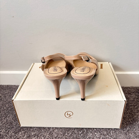 Life Stride Women's 7 Teller Light Beige Neutral Slingback Peep Toe Pumps NIB