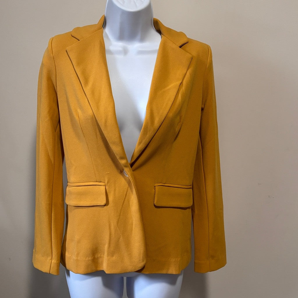 NY Collection Women's Petite Small Gold Scuba Crepe Jacket / Blazer NWT