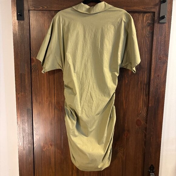 And Now This Women's Size Large Green Button-Front Ruched Dress NWT