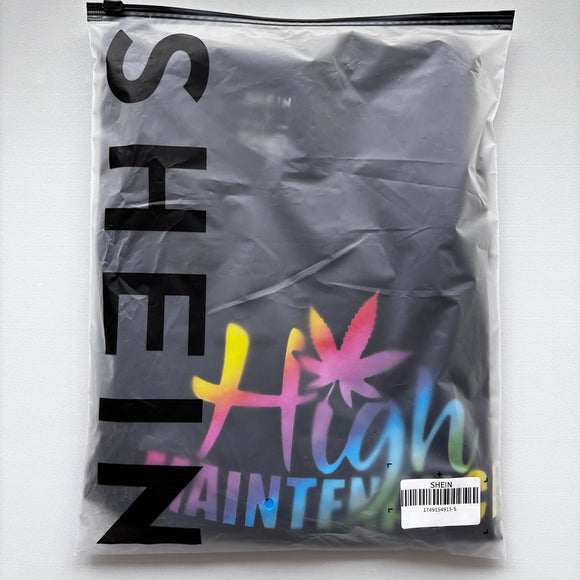 SHEIN Men's Small Graphic Tee High Maintenance Rainbow Print Black T-Shirt NWT