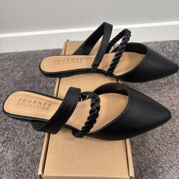 Journee Collection Women's Size 9 Black Olivea Braided Slides / Sandals NIB