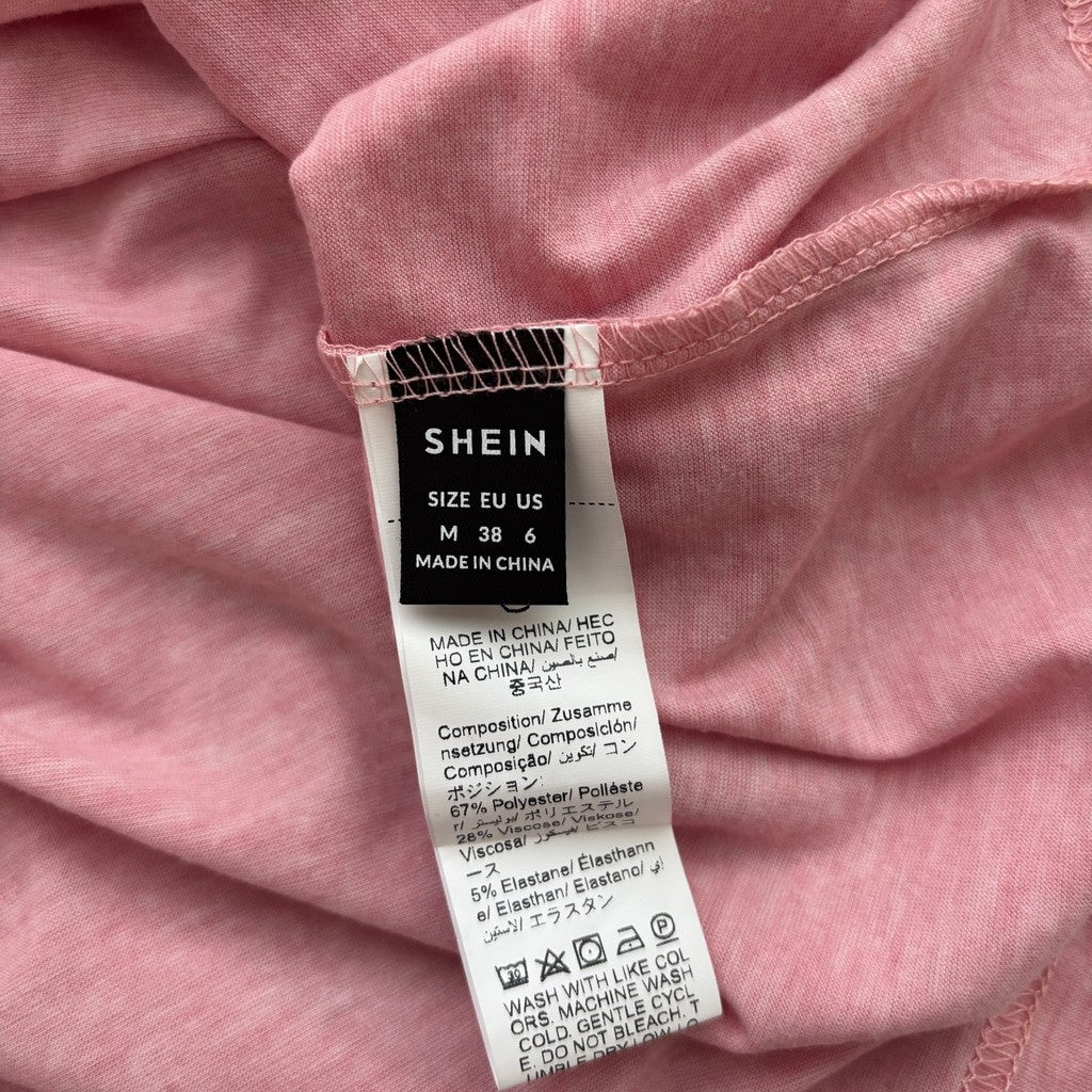 Shein Women's Medium Light Pink V-Neck Cap Sleeve Casual Tee T-Shirt NIB
