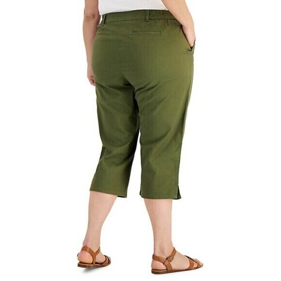 Karen Scott Women's Olive Green Comfort Waist Capri Pants NWT