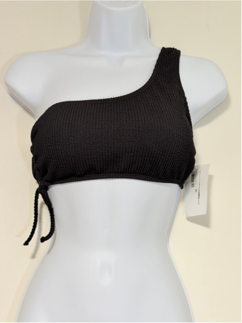 Salt + Cove Size Medium Black One-Shoulder Side-Cinch Bikini Top NWT
