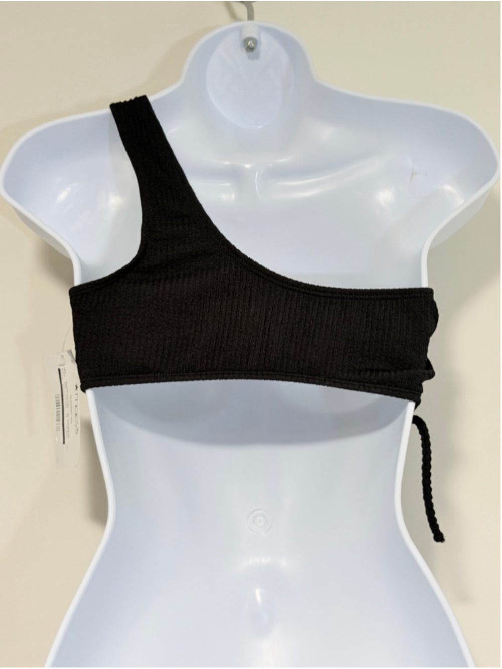 Salt + Cove Size Medium Black One-Shoulder Side-Cinch Bikini Top NWT