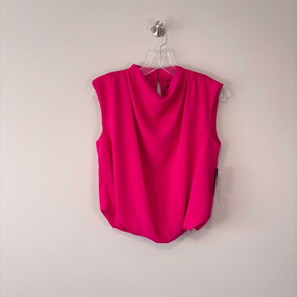 INC International Concepts Women's Hot Pink Sleeveless High Neck Blouse NWT
