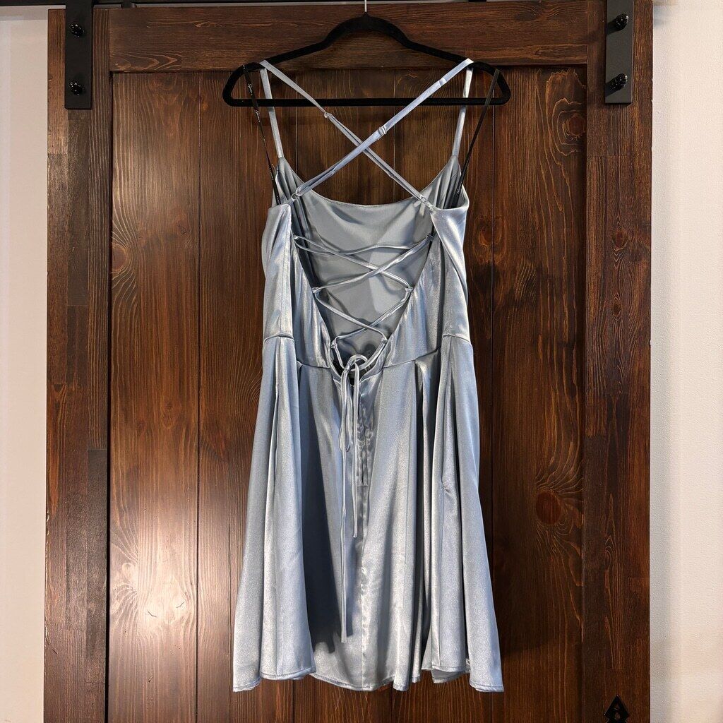 Speechless Juniors' Size 17 Baby Blue Strappy-Back Satin Prom / Party Dress NWOT