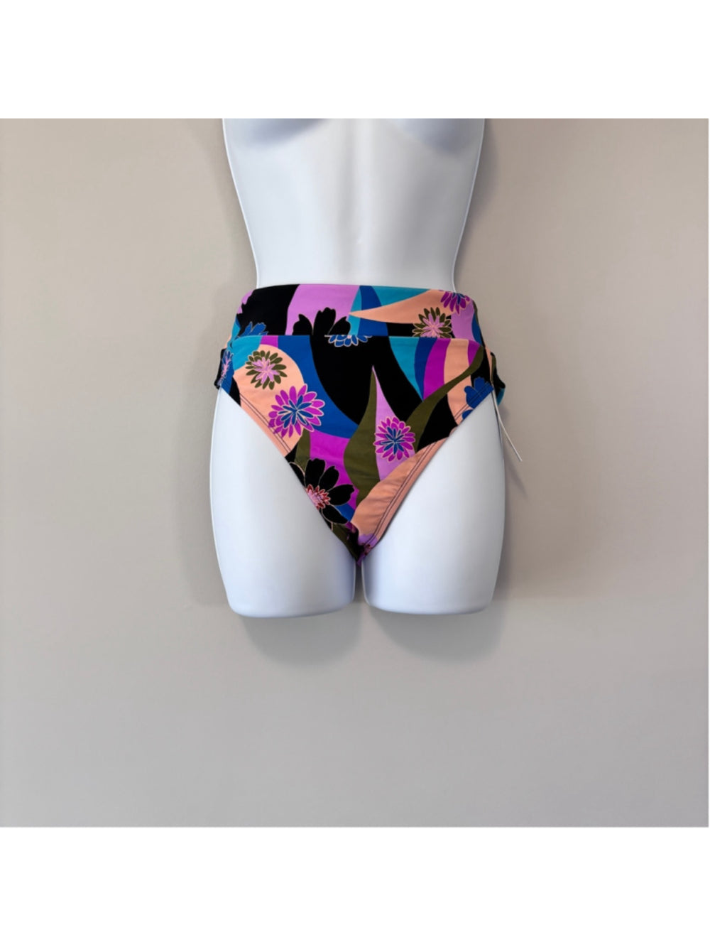 Salt + Cove Women's Purple & Multicolor High-Waist Bikini Bottoms NWT