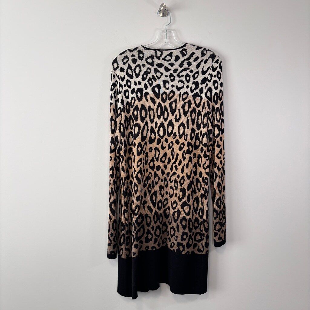 Joseph A Women's Medium Ombre Leopard Long Open-Front Cardigan NWT