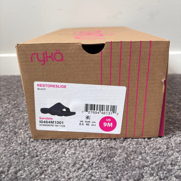 Ryka Women's 9 Black Comfortable Foot Conforming Sport Slides NIB