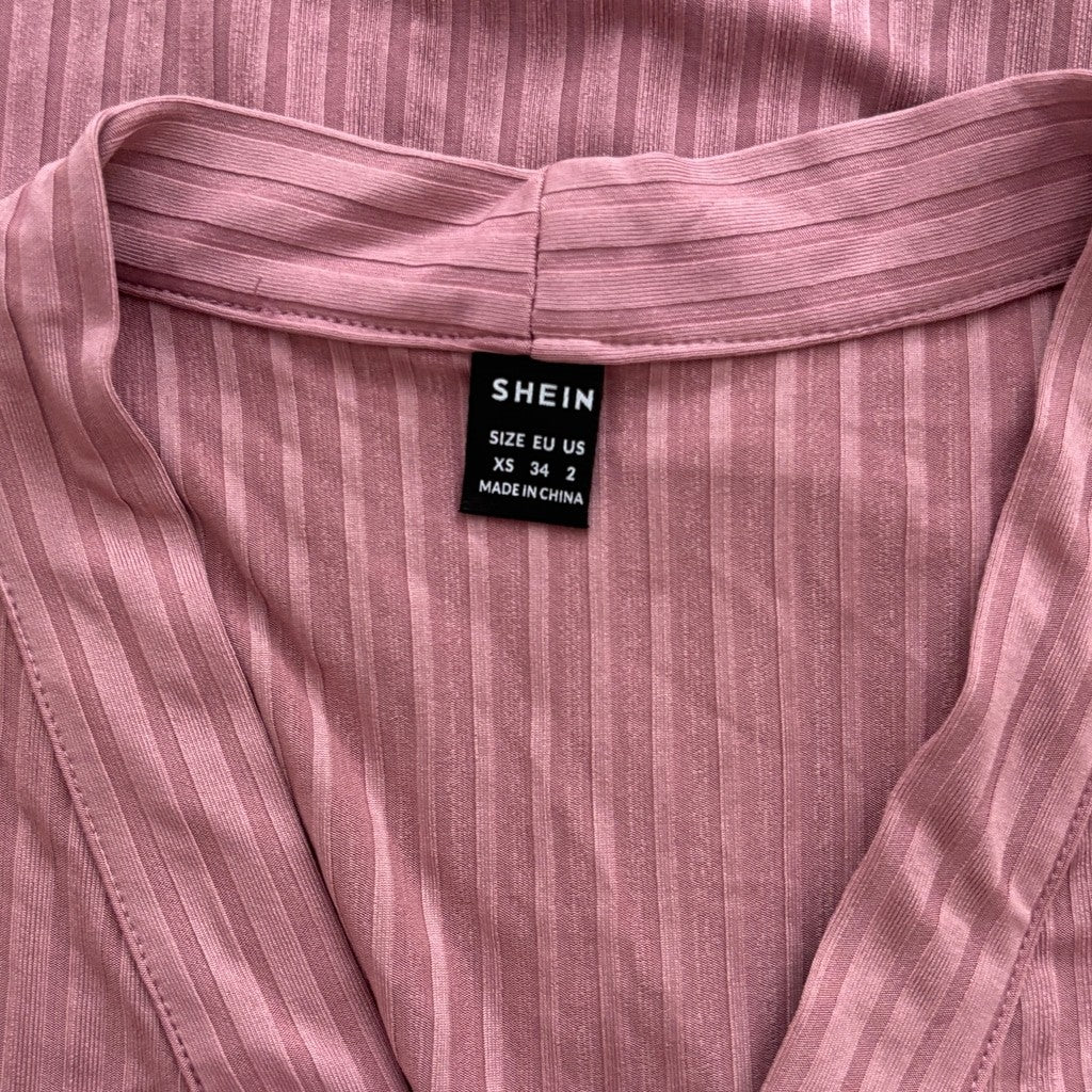 Shein Women's Size Extra Small Pink Long Sleeve Button-Down Casual Shirt NIB