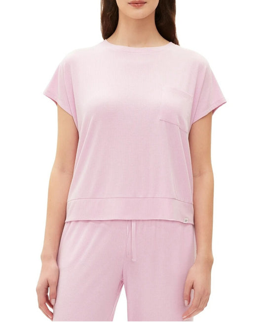 GAP GapBody Women's Pink Ribbed Short-Sleeve Pajama Top NWT