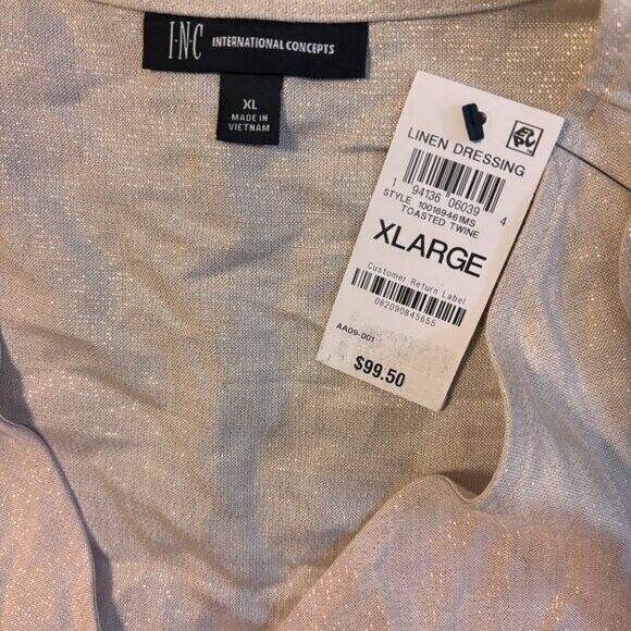 I.N.C. International Concepts Women's Sparkly Linen Twist-Front Dress NWT
