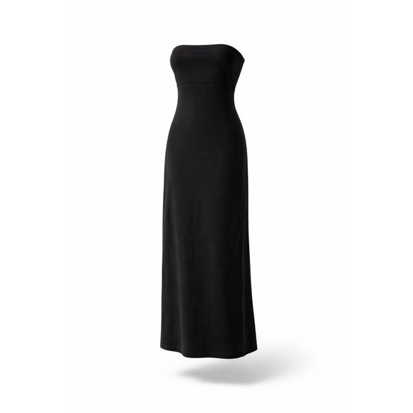 SHEIN Women's Size Extra Small Black Strapless Zipper Detail Maxi Dress NWT