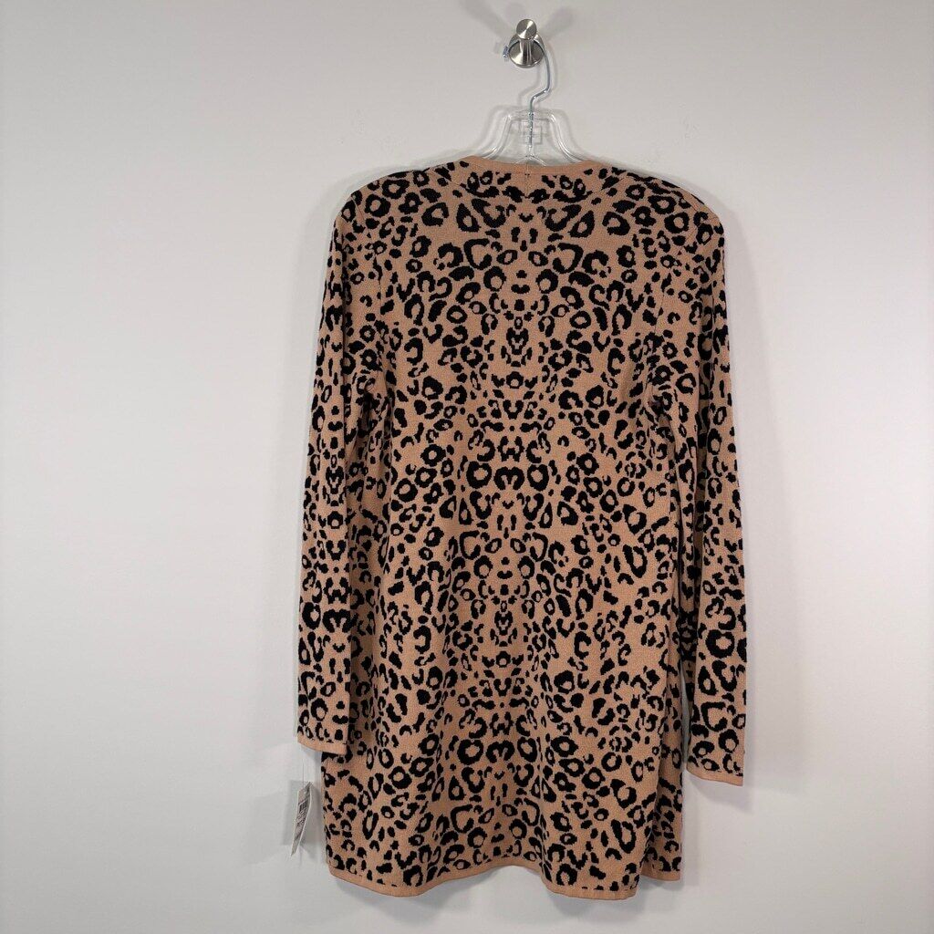 JM Collection Women's Petite Small Cheetah Open-Front Cardigan NWT