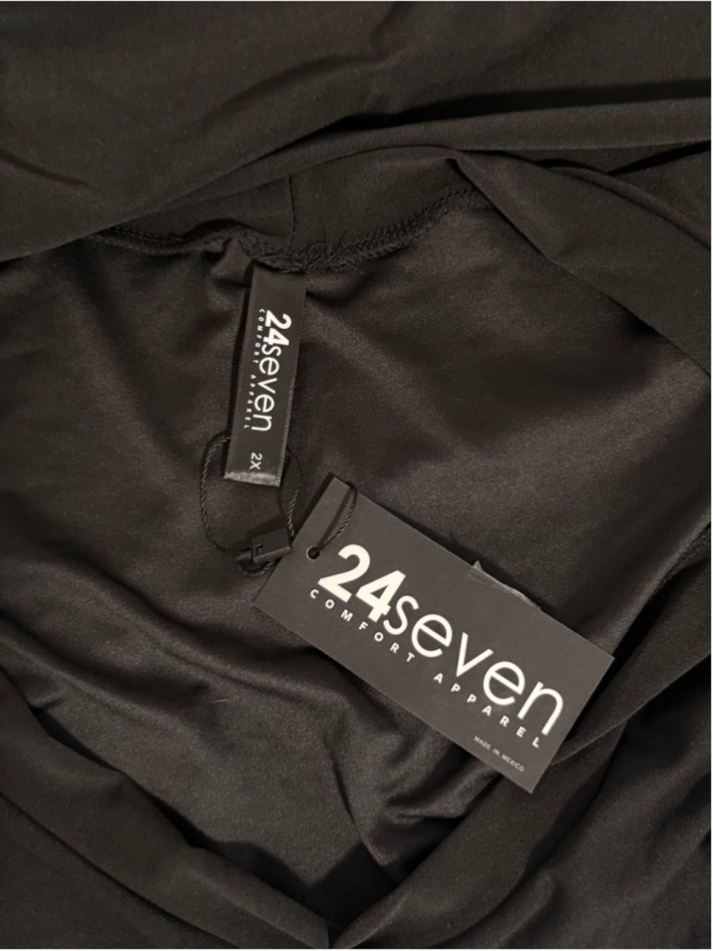 24seven Comfort Apparel Plus Size 2X Black Bell Sleeve Flared Tunic Top NWT