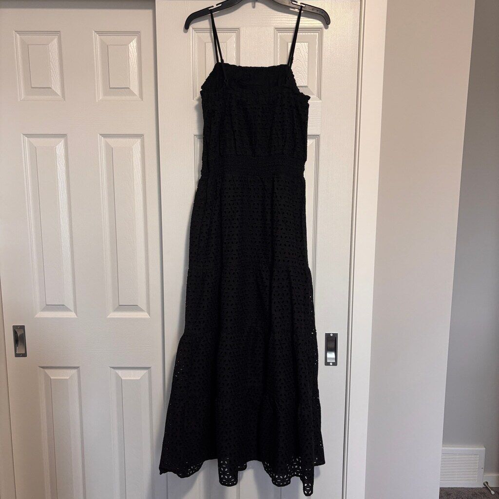 I.N.C. International Concepts Women's Large Cotton Eyelet Black Maxi Dress NWT