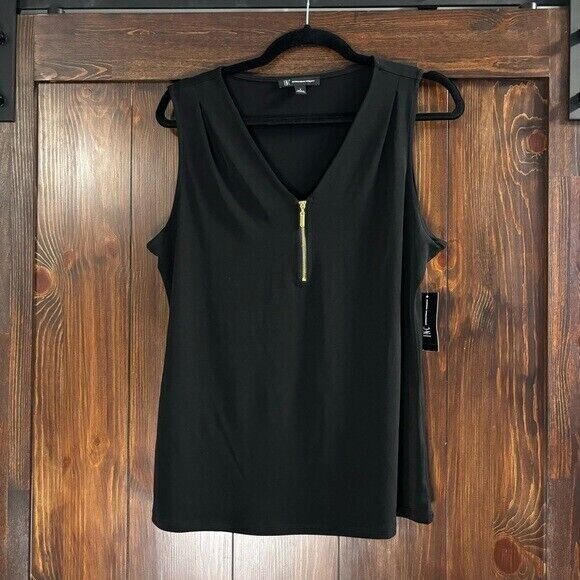 INC International Concepts Women's Sleeveless Black 1/4-Zip Top NWT