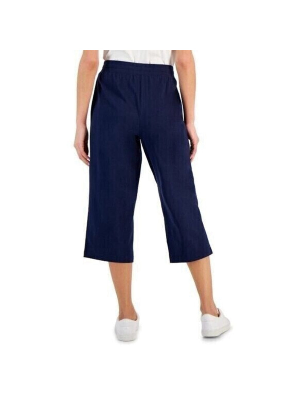 Karen Scott Small Knit Capri Pull on Navy Blue Capri Jogger / Sweat Pants NWT
