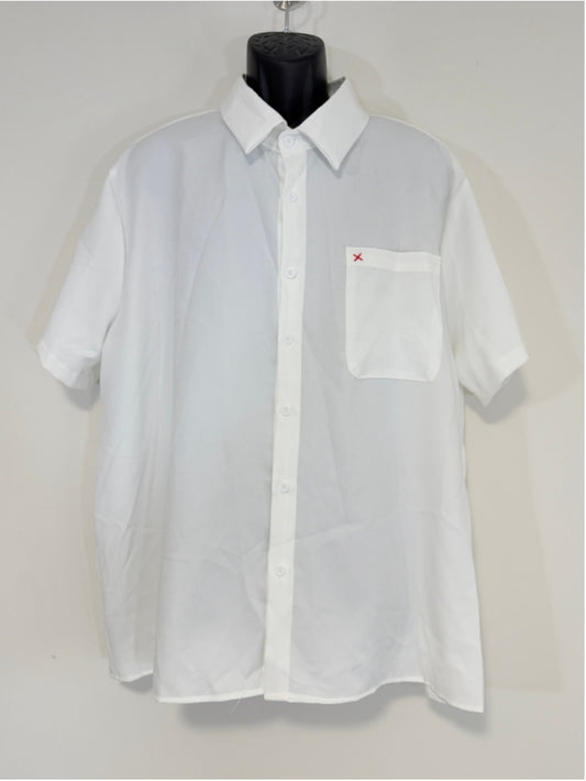 SHEIN Men's 2XL White Button Front Short Sleeve Shirt NWT
