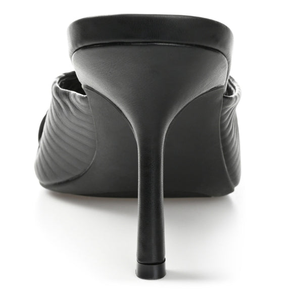 Journee Collection Women's 9 Black Greer Pleated Sandals / Heeled Shoes NIB